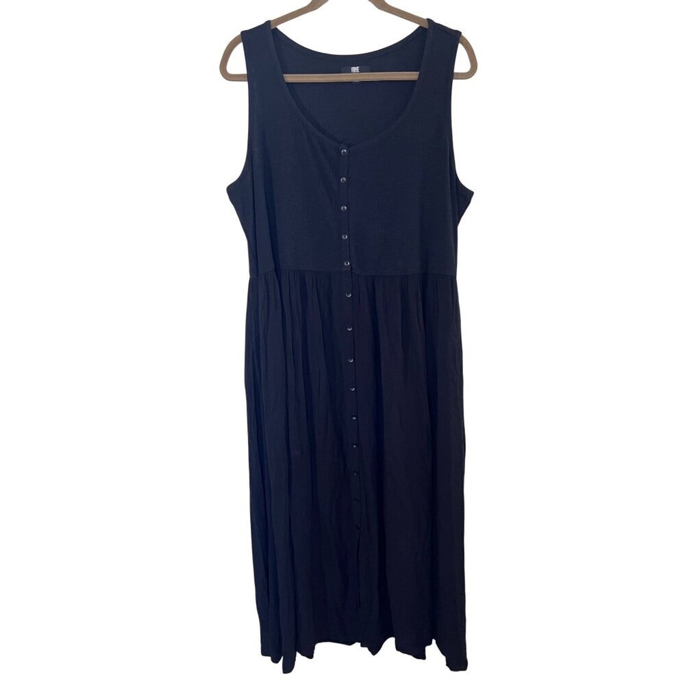FRYE Womens Sleeveless Black Button-Down Maxi Dress XXL Cotton & Rayon Blend